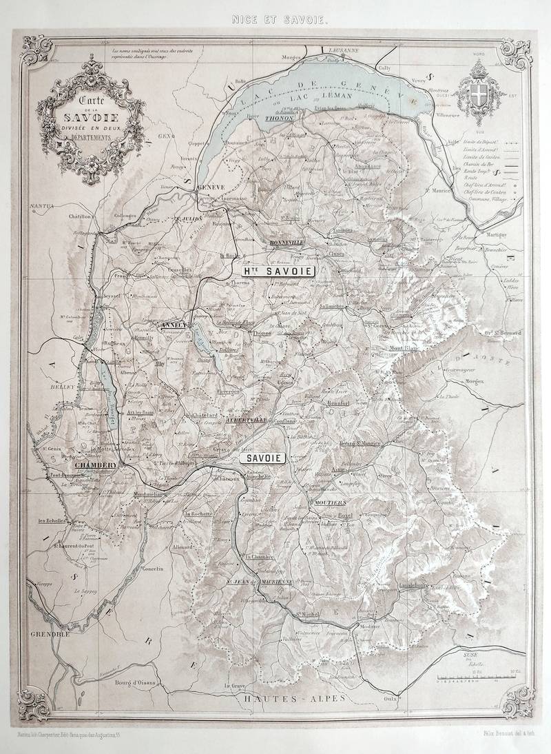 Nice et Savoie - Carte de la Savoie divisée en deux départements
