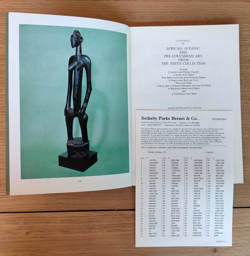 Sotheby's. Catalogue of african, oceanic and pre-colombian art form the Pinto collection. 9 th may 1977