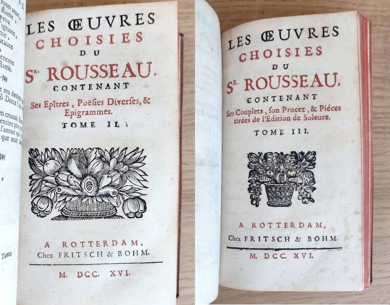 Les oeuvres choisies du Sr Rousseau, contenant ses Odes, Odes sacrées de l'édition de Soleure, & cantates (3 volumes en 1)