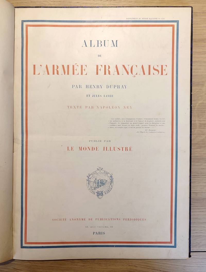 L'Album de l'Armée française. 1569 - 1889 (bien complet des 4 parties)