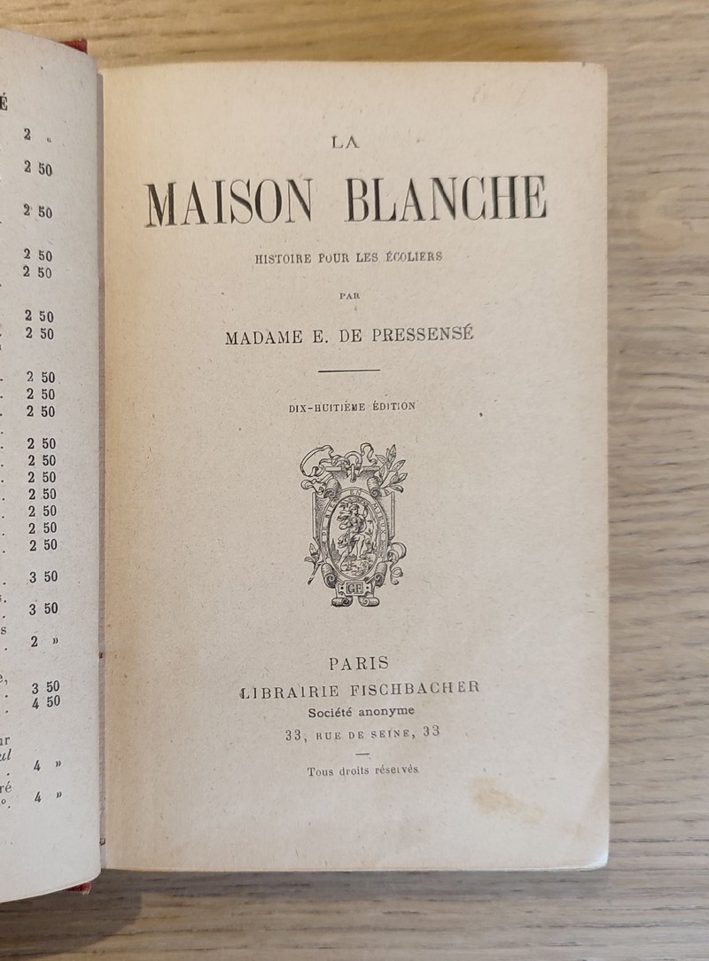 La maison blanche, histoire pour les écoliers