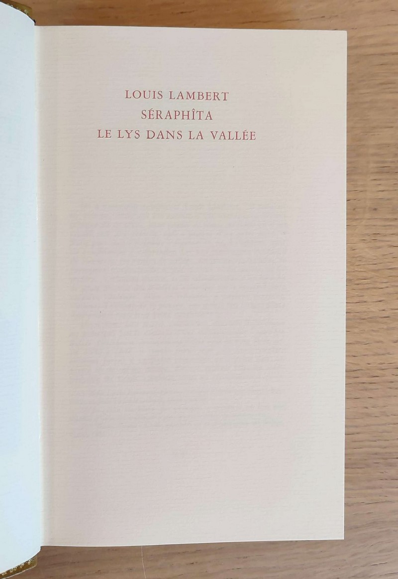 La Comédie humaine. Louis Lambert. Séraphita. Le lys dans la vallée