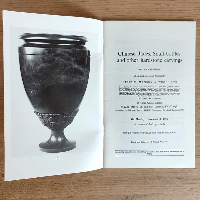 Chinese Jades and snuff-bottles. Christie's, on Monday, November 3, 1975