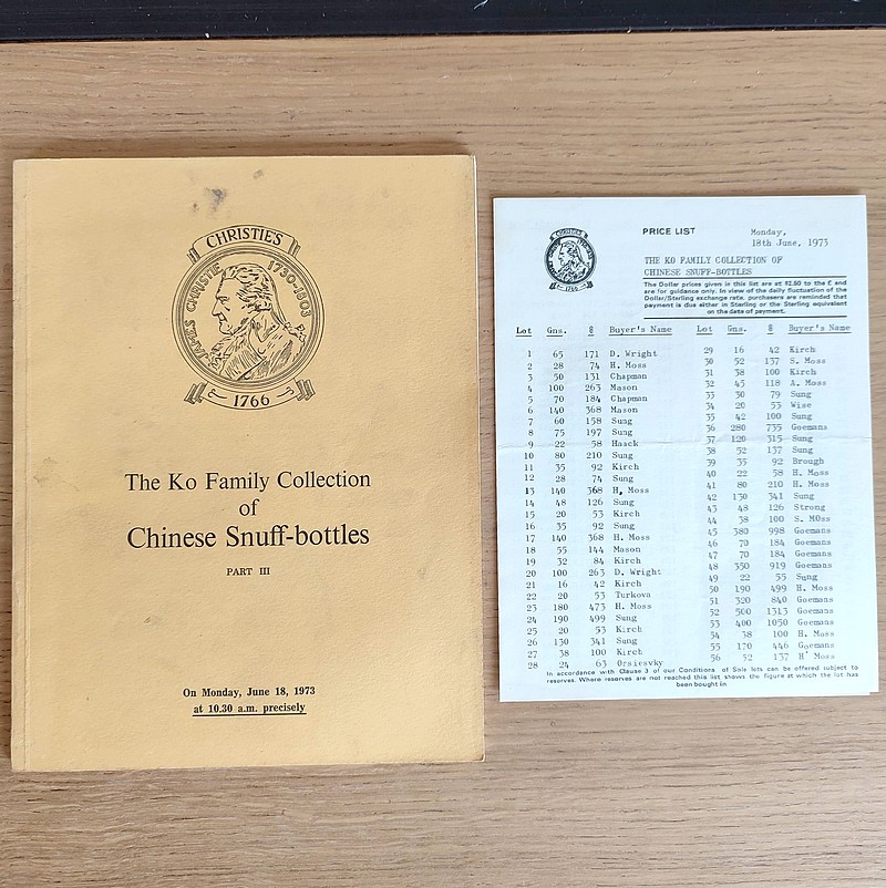 The Ko family collection of Chinese Snuff-bottles, part III. Christie's, on Monday, June 18, 1973