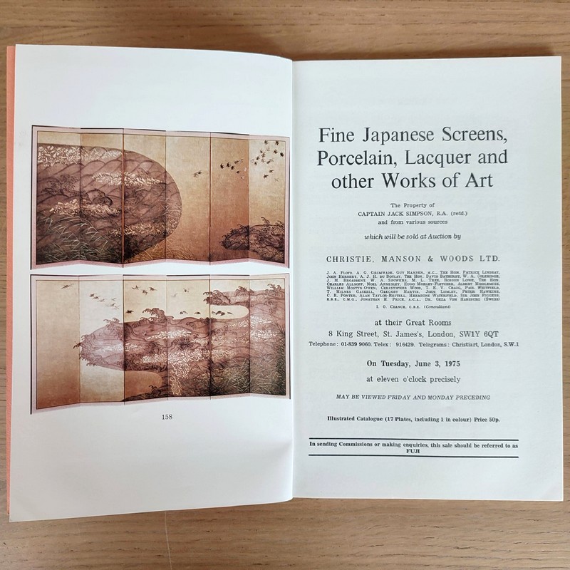 Fine Japanese Screens, porcelain, lacquer and other works of art. Christie's, on June 3, 1975