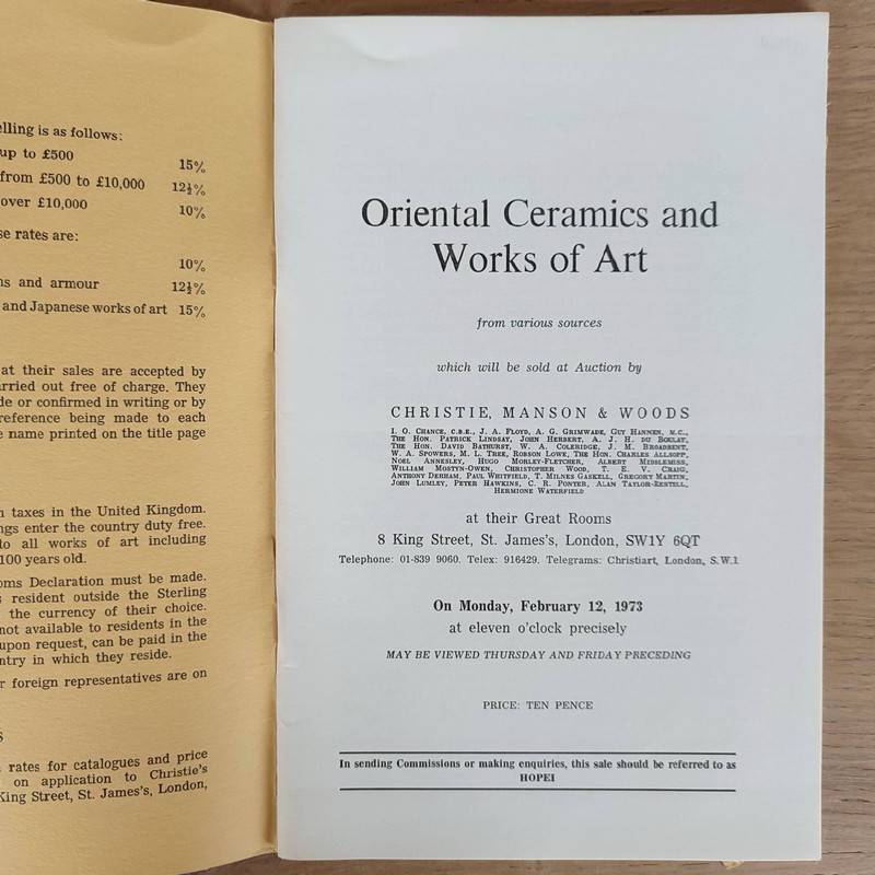 Oriental ceramics and works of art. Christie's, February 12, 1973