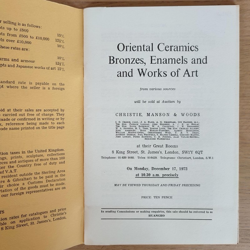Oriental ceramics, bronzes, Enamels and works of art. Christie's, December 17, 1973