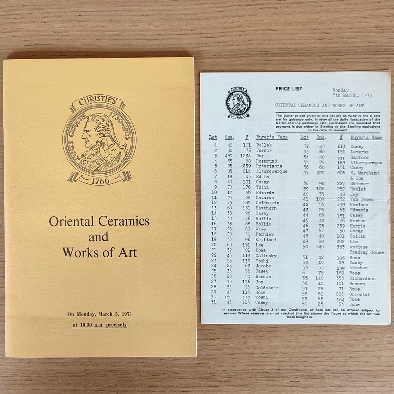 Oriental ceramics and works of art. Christie's, March 5, 1973