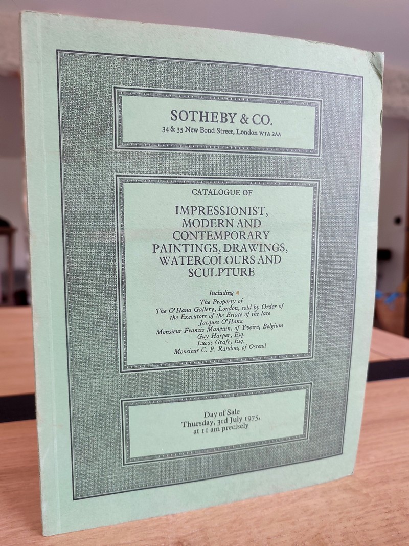 Catalogue of impressionist, modern and contemporary paintings, drawings, watercolours and sculpture. Sotheby & Co., thursday, 3 july 1975