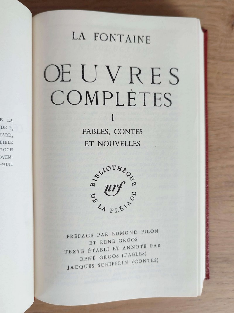 Oeuvres complètes I : Fables, contes et nouvelles