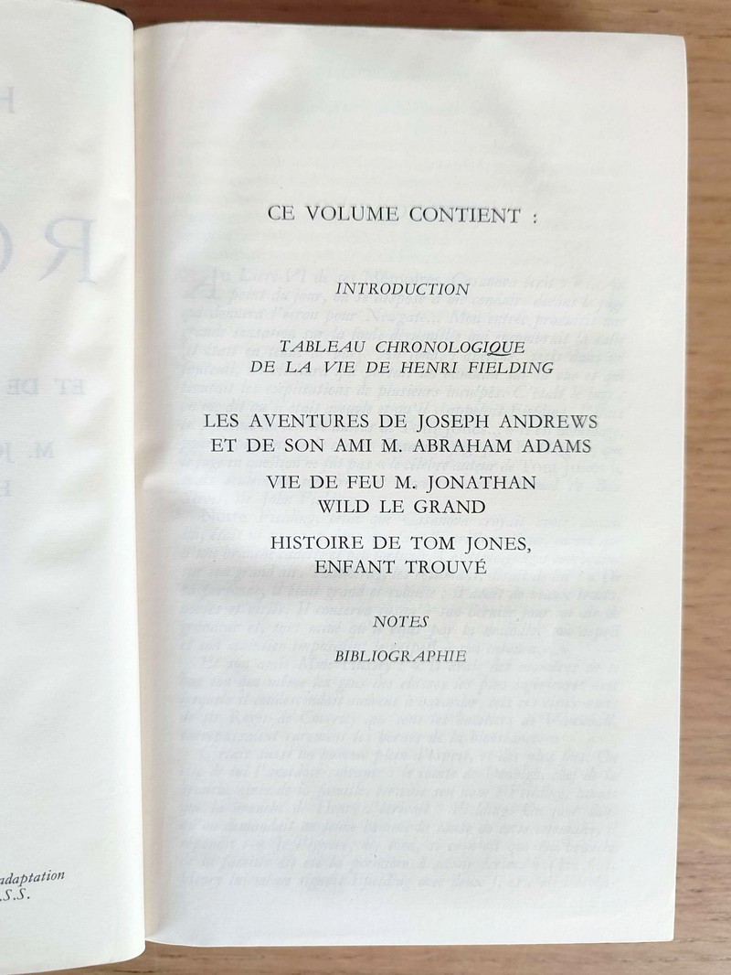 Romans : Les aventures de Joseph Andrews et de son ami Abraham Adams - Vie de feu Jonathan Wild le Grand - Histoire de Tom Jones enfant trouvé