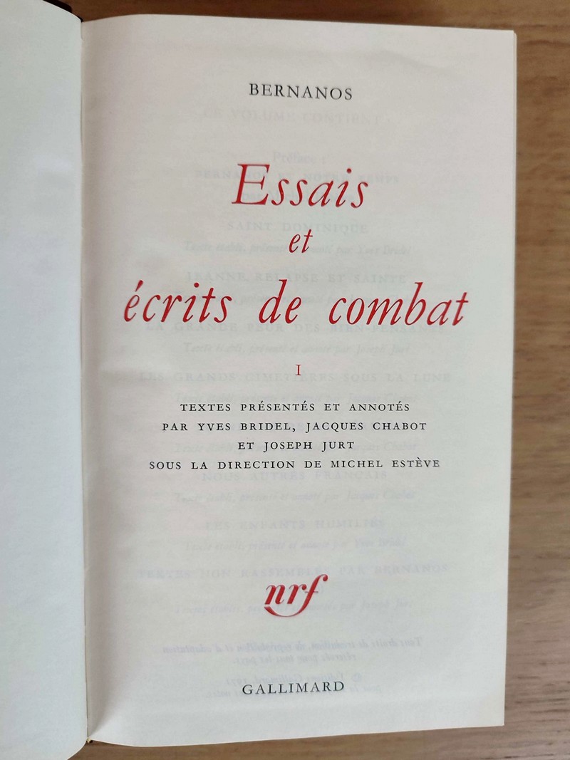 Essais et écrits de combat, Tome I