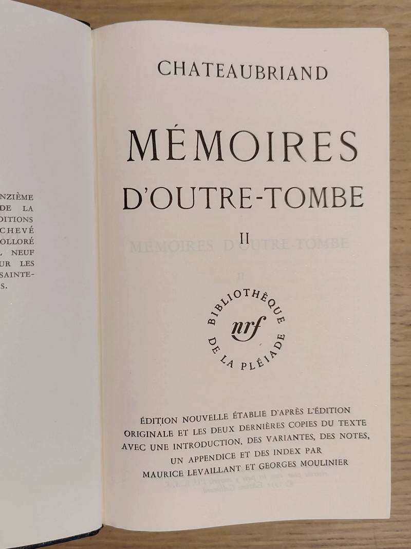 Mémoires d'outre-tombe (2 volumes)