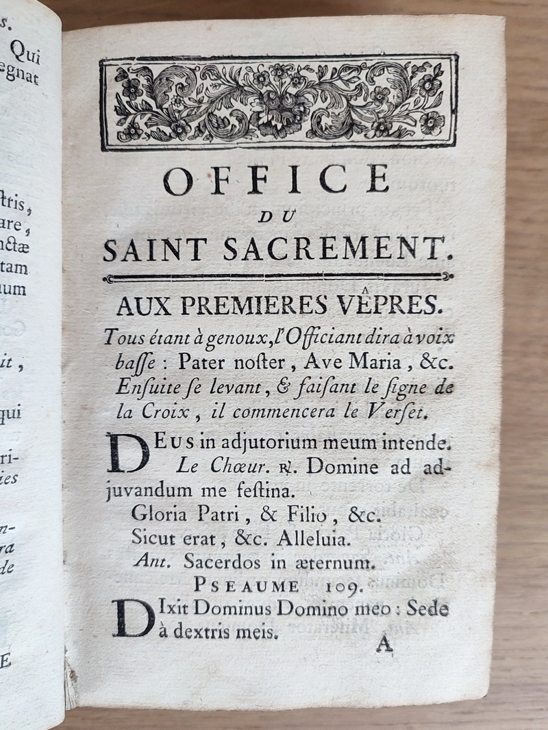 L'Office du très Auguste et Très Saint Sacrement de l'Autel, pour dire ès Compagnie des Pénitents blancs; & très utile & nécessaire à tous ceux & celles qui sont de la confrairie