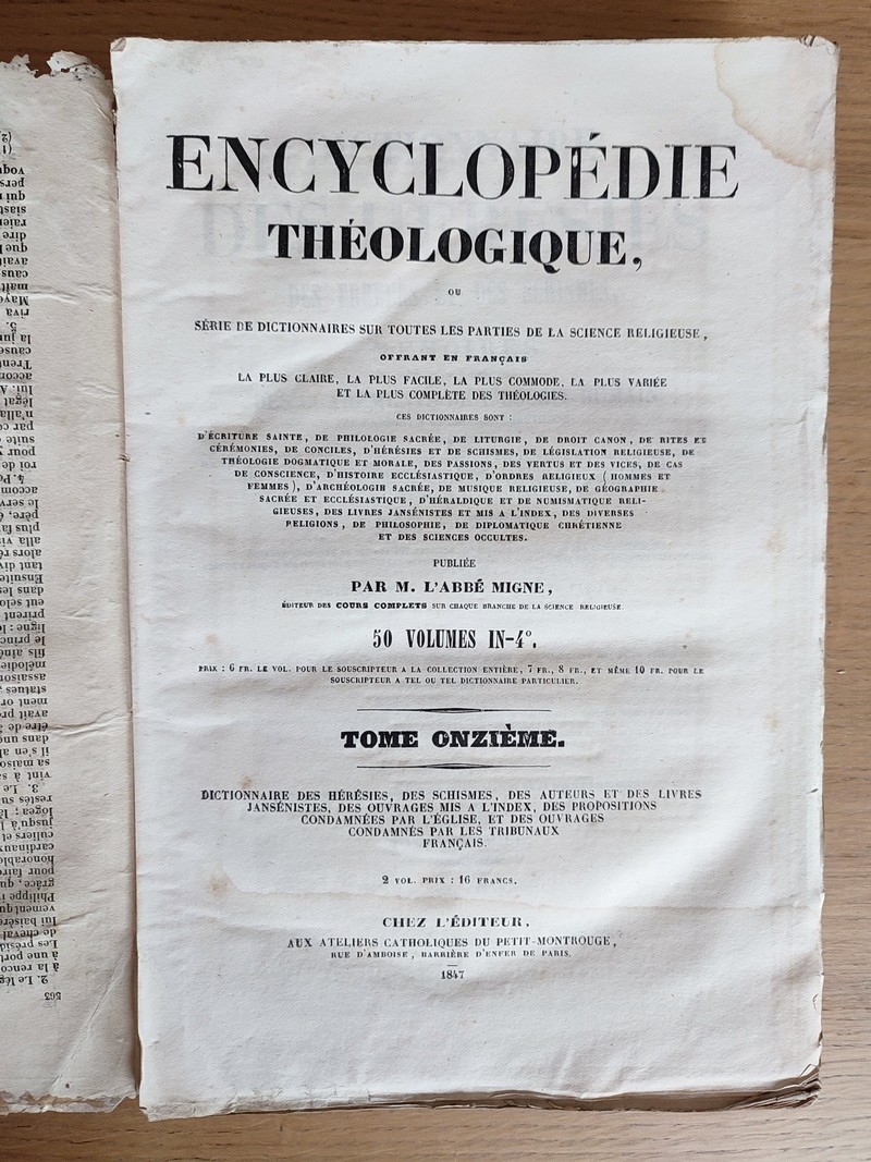 Dictionnaire des Hérésies, des schismes, des auteurs et des livres Jansénistes, des ouvrages mis à l'index, des propositions condamnées par l'Église (2 volumes)