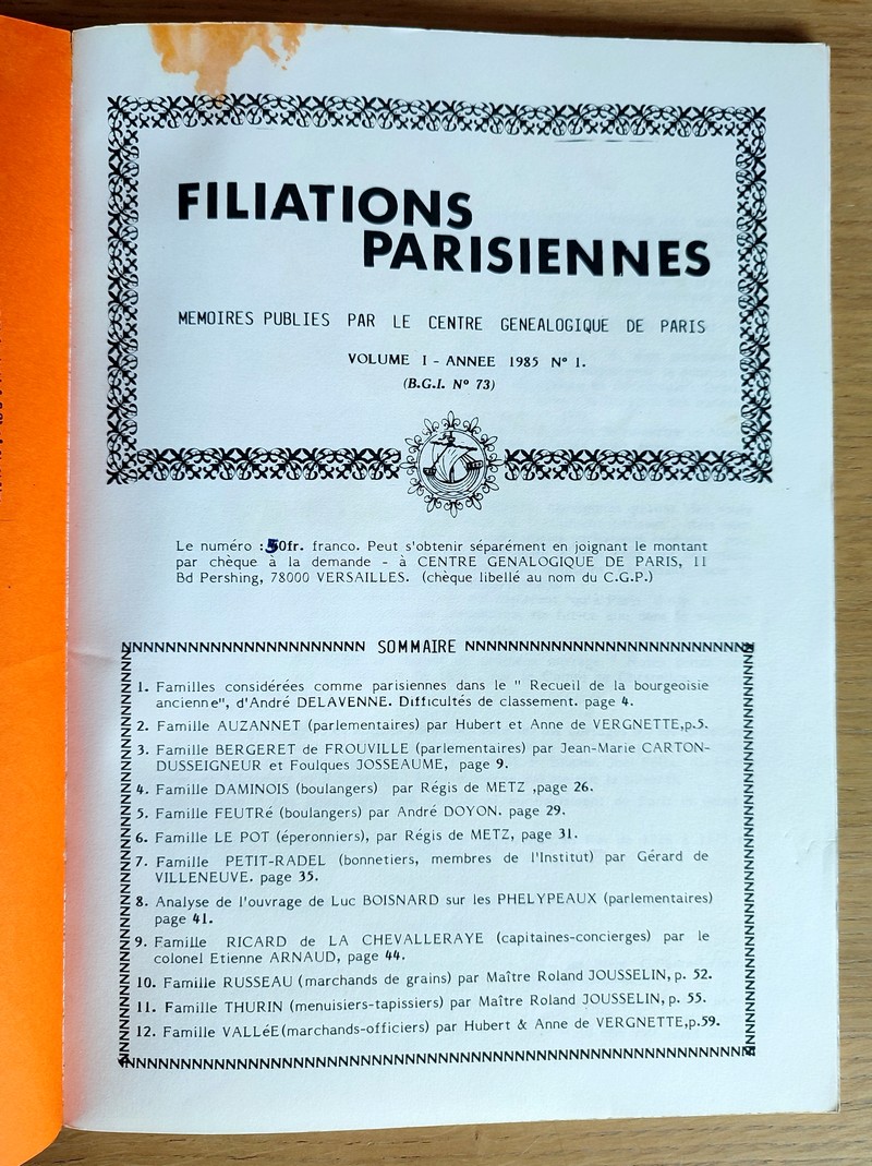 Filiations parisiennes