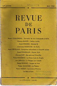 livre ancien - Revue de Paris, 57ème année, mai 1950 - Revue de Paris