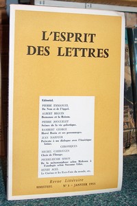 livre ancien - L'esprit des lettres, n° 1, janvier 1955 - Revue litteraire