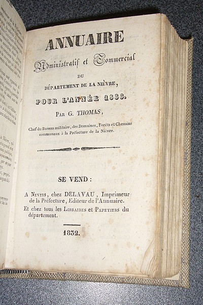 Annuaire administratif et commercial du département de la Nièvre pour l'année 1833 - Thomas G.