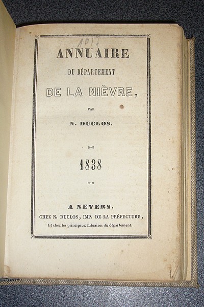 Annuaire du Département de la Nièvre pour 1838 - Duclos N.