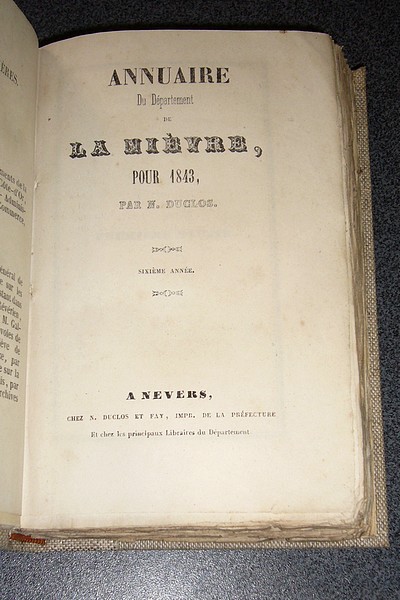 livre ancien - Annuaire du Département de la Nièvre pour 1843 - Duclos N.
